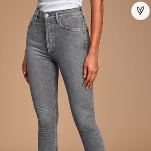AGOLDE - Nico High Rise Grey Slim Leg Cropped Jeans